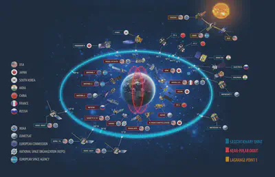 Satélites meteorológicos a nivel global.